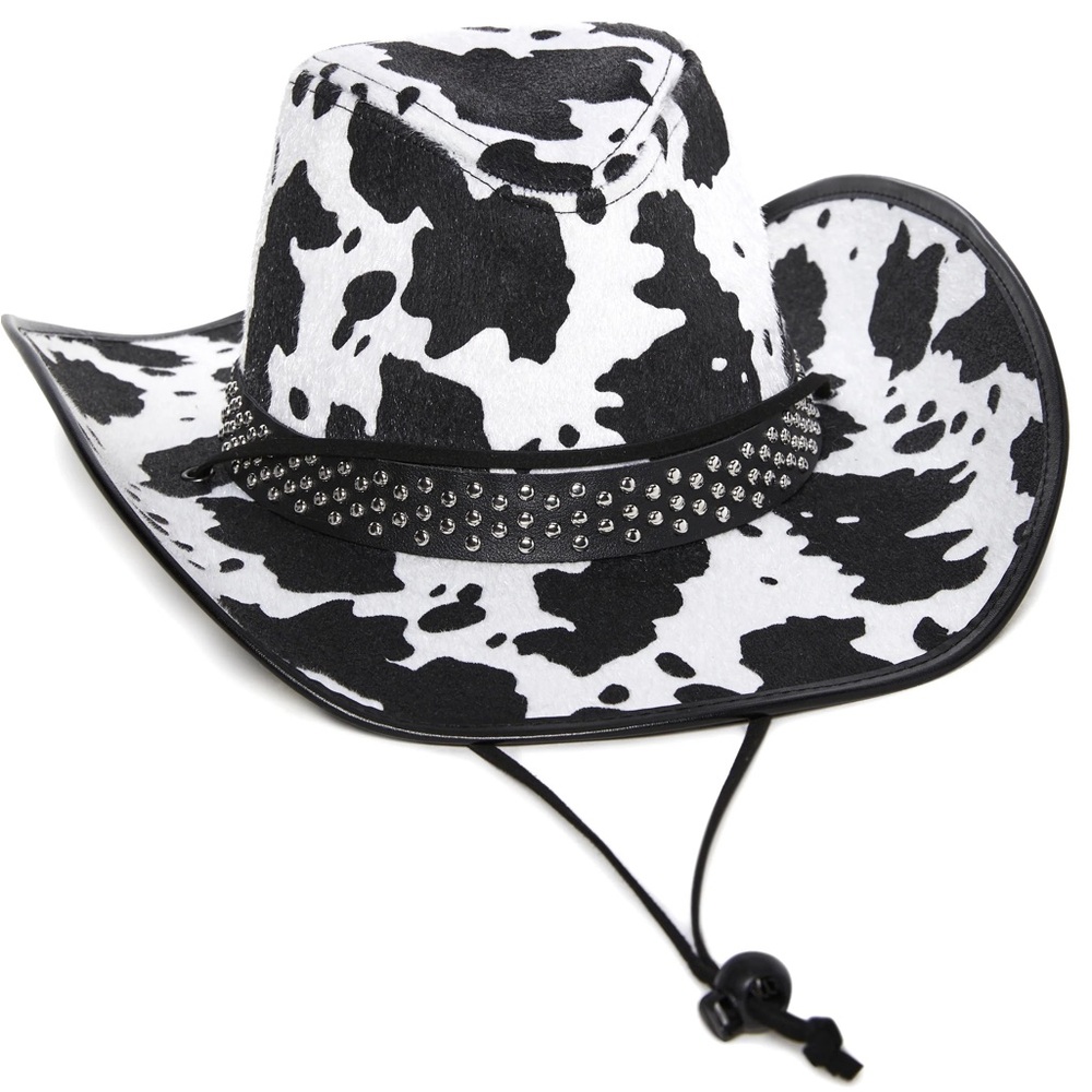 Cow Print Cowboy Hat with Studded Band